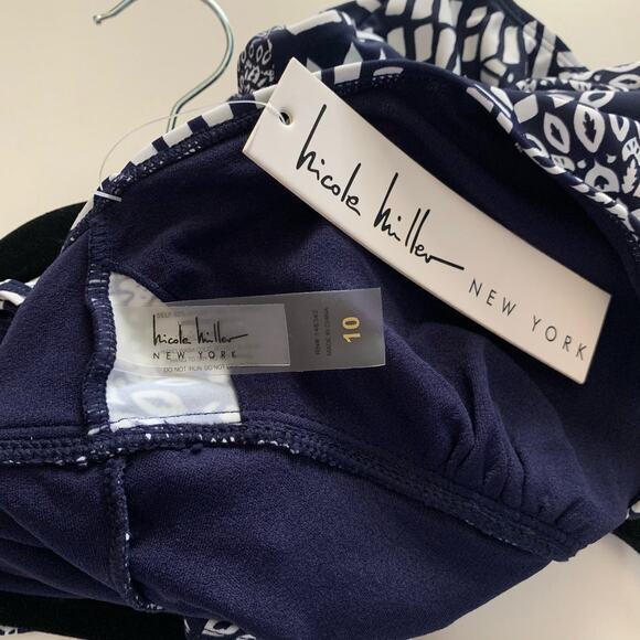 NICOLE MILLER Swimsuit Halter w/Gathered Sash Open Back Boho Print NWT - Picture 9 of 12